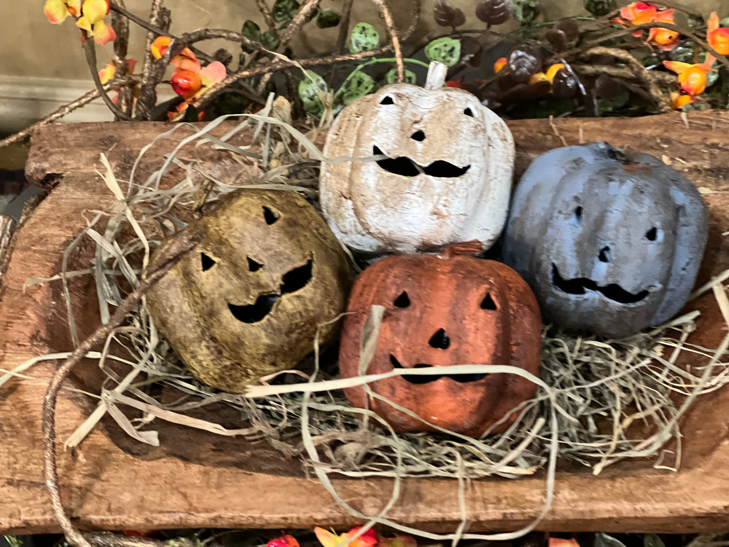 SALE Paper Mâché Pumpkin Faces Bowl Fillers Fall