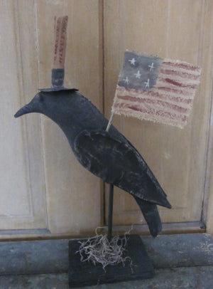 Americana Primitive Crow with USA Flag & Hat