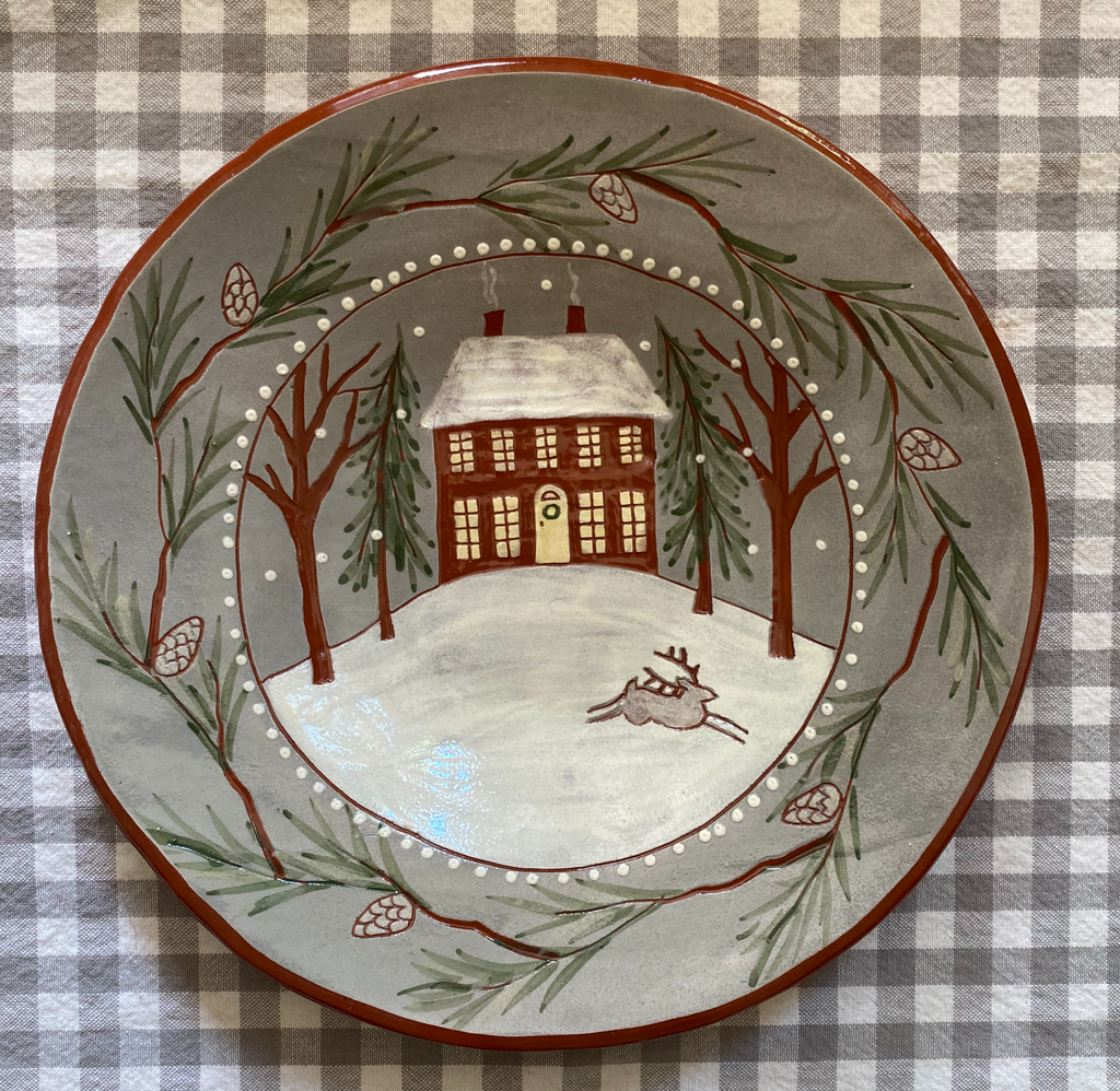 Home for the Holidays Redware Plate 