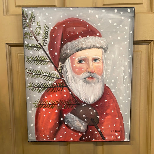 Susan Leach Hand-painted Santa Winter