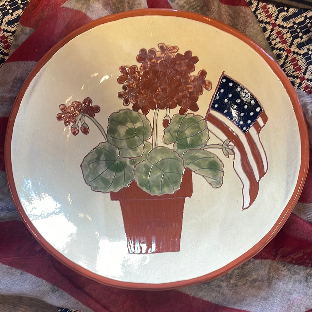 Red Oaks 10” Geraniums w/ Flag Plate Summer