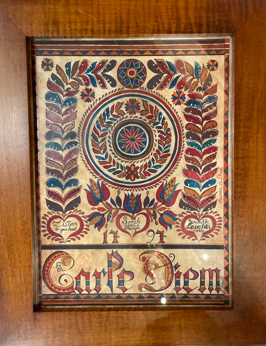 Susan Daul CARP DIEM Framed Fraktur