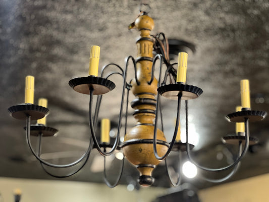 Katie’s Hamilton Wood Chandelier Mustard