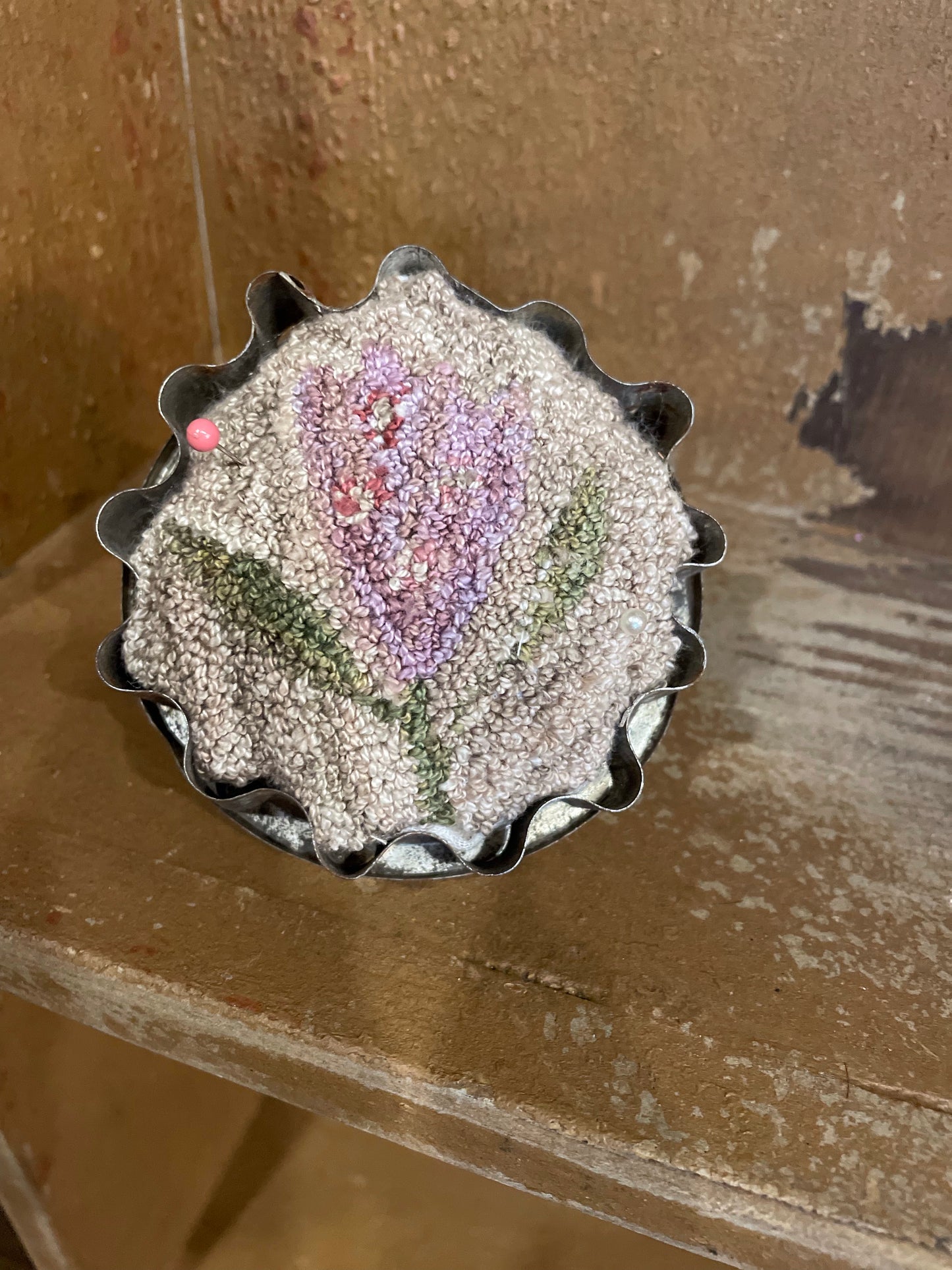 Needlepoint Flower In Cookie Cutter