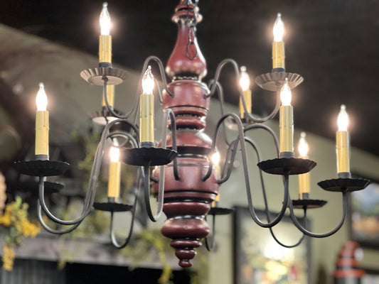 Charleston Chandelier Barn Red/Black Crackle/Spicy Mustard