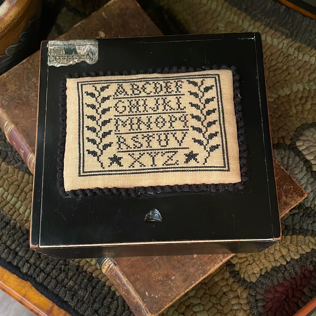 SALE Cross-stitch on Cigar Box