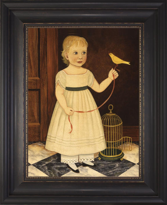 Girl with Bird Portrait Framed Art