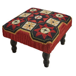 Folk Star Hooked Footstool 16” Square