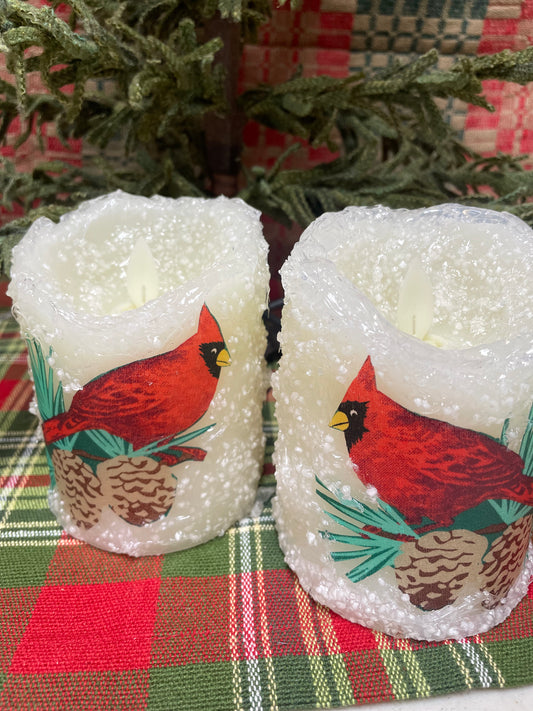 Vickie Jean’s Cardinal Moving Flame Candle Winter