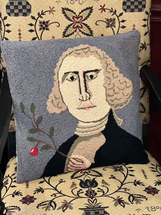 George Washington Hooked Pillow Americana