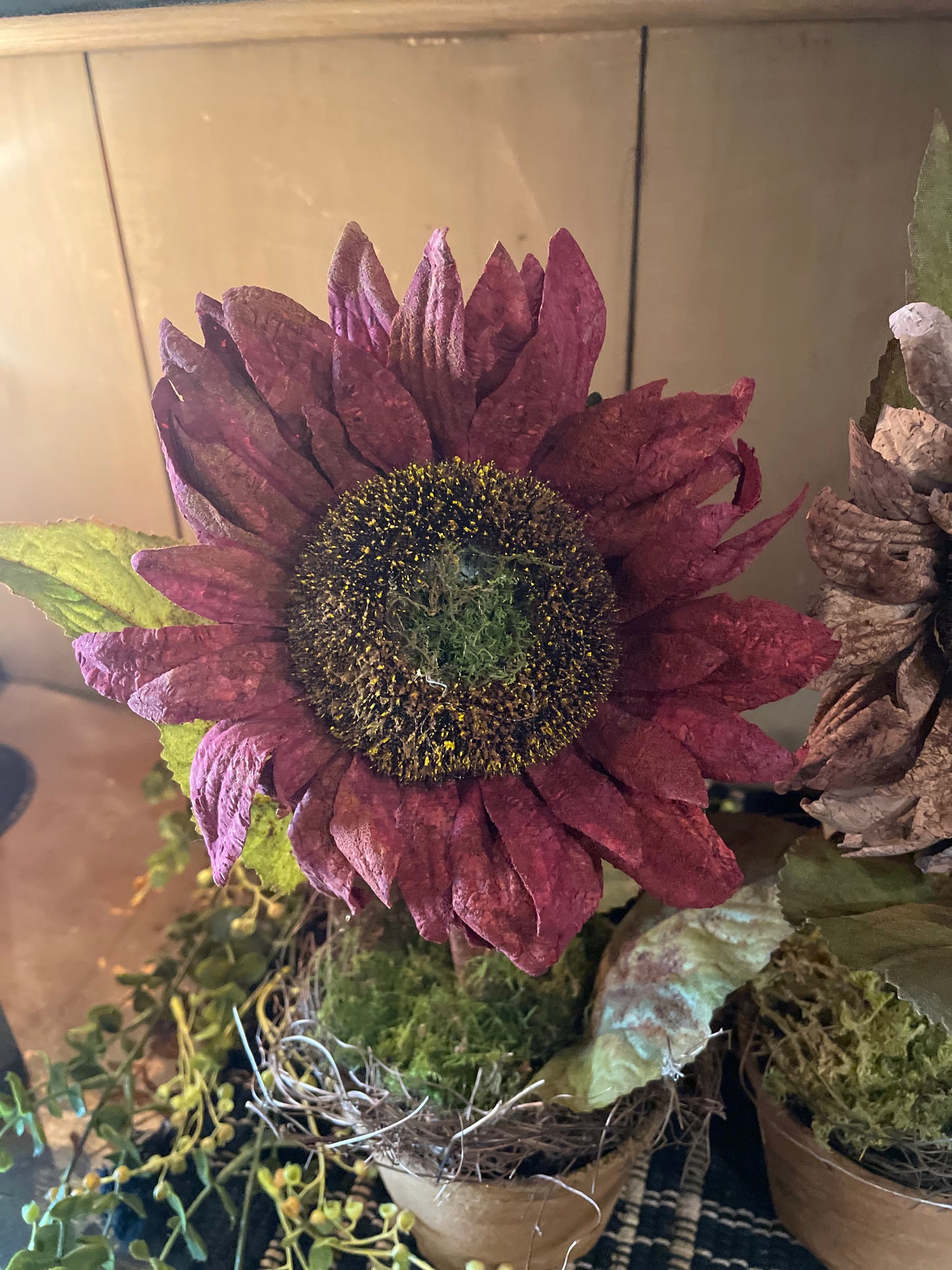 Primitive Sunflower in Pot