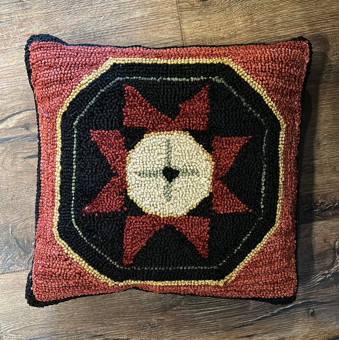 Hooked Folk Star Pillow